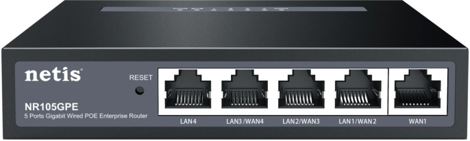 Маршрутизатор Netis NR105GPE,  1 LAN,  3 WAN/LAN, черный