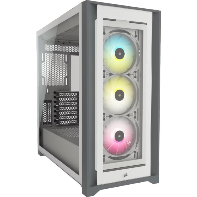 Корпус без блока питания Case Corsair iCUE 5000X RGB, Midi-Tower, TG, 3x120mm RGB, 2xUSB-A 3.2, 1xUSB 3.2 Type-C, E-ATX, ATX, mATX, mITX White CC-9011213-WW