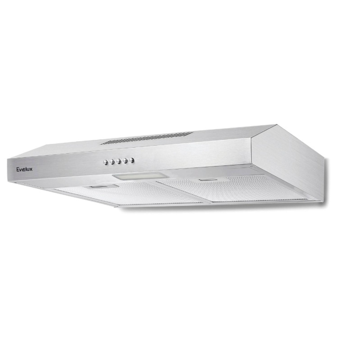 Вытяжка EVELUX,60 см,механический контроль,3 скорости работы,производительность 390 м3/ч,LED освещение,3-х слойный аллюминивый фильтр,нержавеющия сталь,595x480x100 мм Ulla 60 X