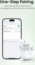 Наушники Ugreen HiTune P3 WS207 (белый) беспроводные, наушники с микрофоном, внутриканальные, портативные, полностью беспроводные (TWS), Bluetooth 5.4, время работы 5.5 ч, с кейсом 28 ч