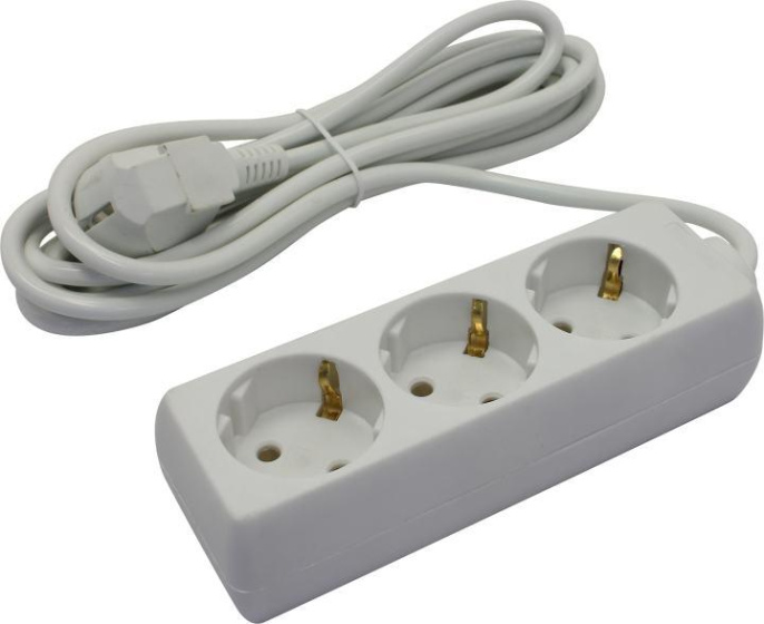 Удлинитель ExeGate ECE-3-3W 3 евророзетки с заземлением, 3м, белый EX285806RUS