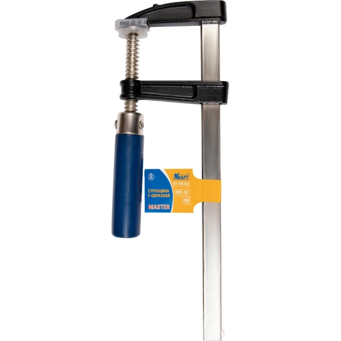 Струбцина KRAFT Master F-образная, 200х50х250 мм, деревянная рукоятка KT 705102