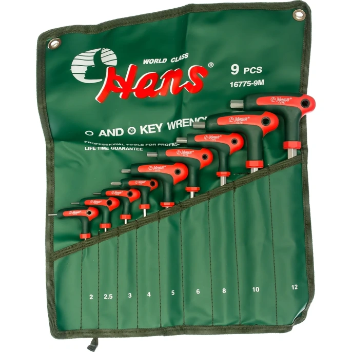 Комплект L-шестигранников 2-12мм, 9шт Hans 16775-9M