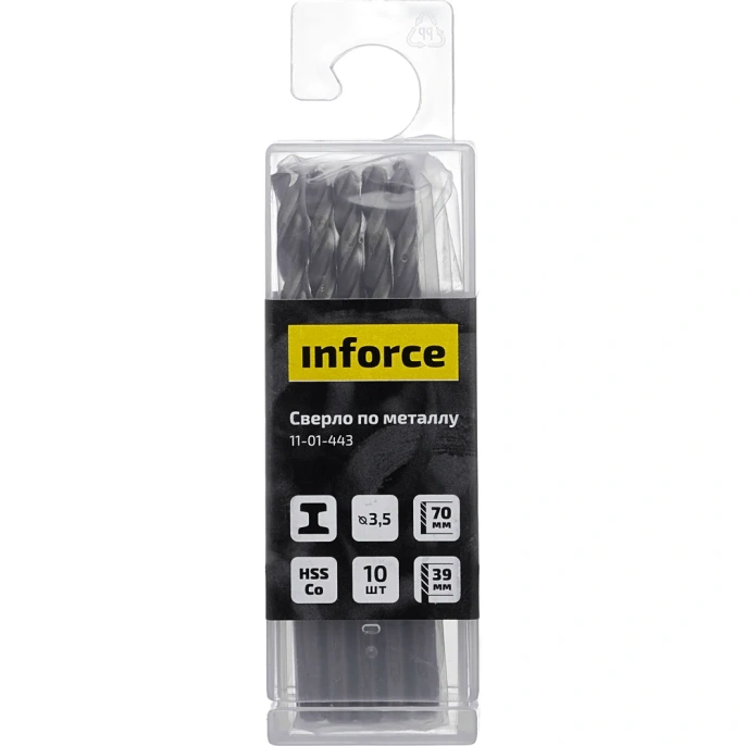 Сверло по металлу HSS-CO (10 шт/уп; 3.5x70x39 мм) Inforce 11-01-443