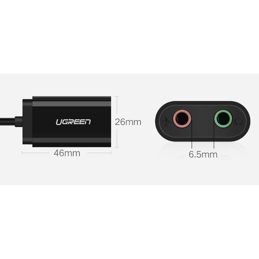 Внешняя звуковая карта UGREEN US205 30724 USB 2.0 External Sound Adapter. Длина: 15см. Цвет: черный 30724_