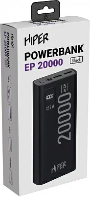 Мобильный аккумулятор Hiper EP 20000 20000mAh 3A QC PD 3xUSB черный (EP 20000 BLACK)