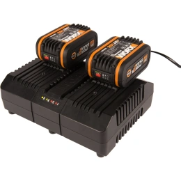 Комплект: Двойное Зарядное устройство WORX WA3883 + 2 АКБ 4.0 А/ч