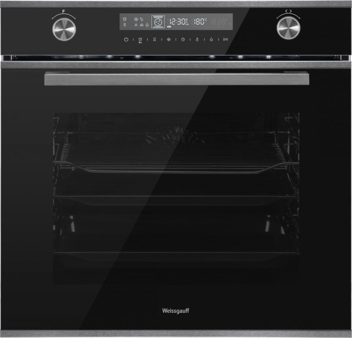 Духовой шкаф электрический WEISSGAUFF EOM 751 PDBSX, 72л, дверца с 3 стеклами, черный