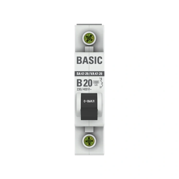 Автоматический выключатель EKF Basic ВА 47-29, 1P, 20А, B, 4,5кА mcb4729-1-20-B