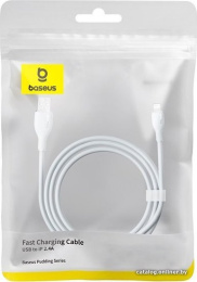 Кабель Baseus P10355700221-01 Pudding Series Fast Charging Cable USB to iP 2.4A 2m Stellar White (передача данных: 480 Мбит/с, поддержка быстрой зарядки)