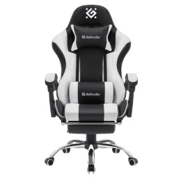 Кресло геймерское Defender Tios Чер/бел,класс3,PU,подножка 64055