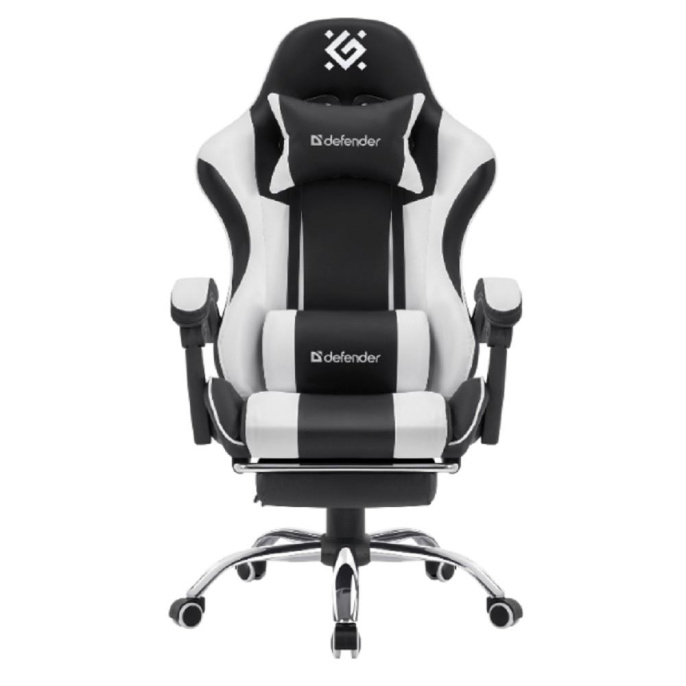 Кресло геймерское Defender Tios Чер/бел,класс3,PU,подножка 64055