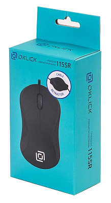 Мышь Оклик 115SR черный оптическая (1000dpi) USB для ноутбука (3but)