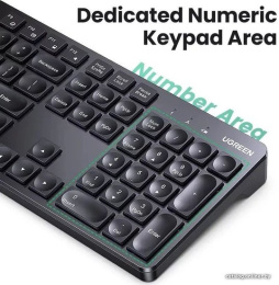 Беспроводная клавиатура UGREEN KU004 35734 Wireless 2,4G Keyboard. Цвет: черный (35734_)