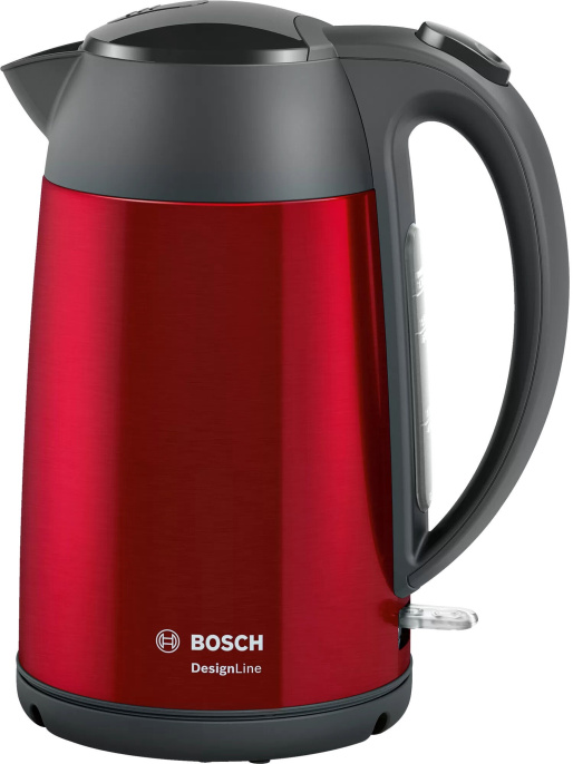 Электрочайник Bosch TWK3P424 Красный (1.7 л, 2400 Вт, материал колбы: нержавеющая сталь, с возможностью вращения на 360°, длина сетевого шнура: 0.8 м, материал корпуса: металл/пластик)