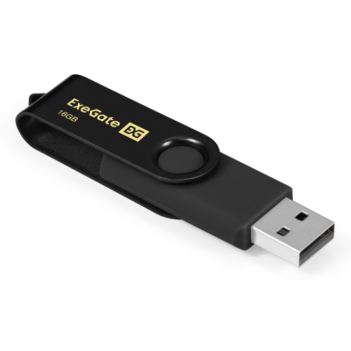 USB-флеш накопитель ExeGate Jet 16GB черный USB2.0, 480Mbps, пластик/металл EX302039RUS