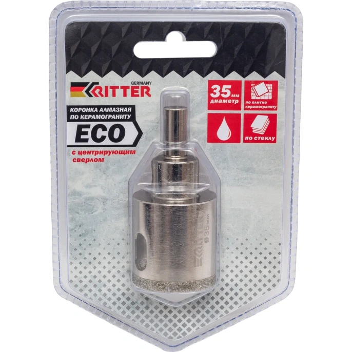 Коронка алмазная Eco по стеклу и керамограниту 35 мм RITTER PS22305351