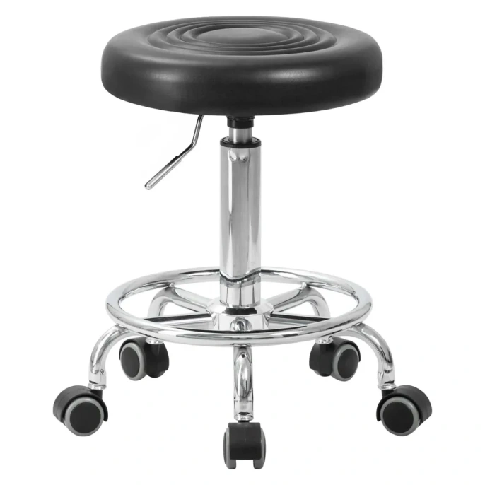 Табурет мастера DOBRIN BILLY цвет сиденья чёрный, цвет основания хромированная сталь LM-3051_CH-M_EL-black