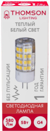Лампа светодиодная Thomson TH-B4228 5Вт цок.:G4 капсул. 220B св.свеч.бел.теп. упак.:1шт