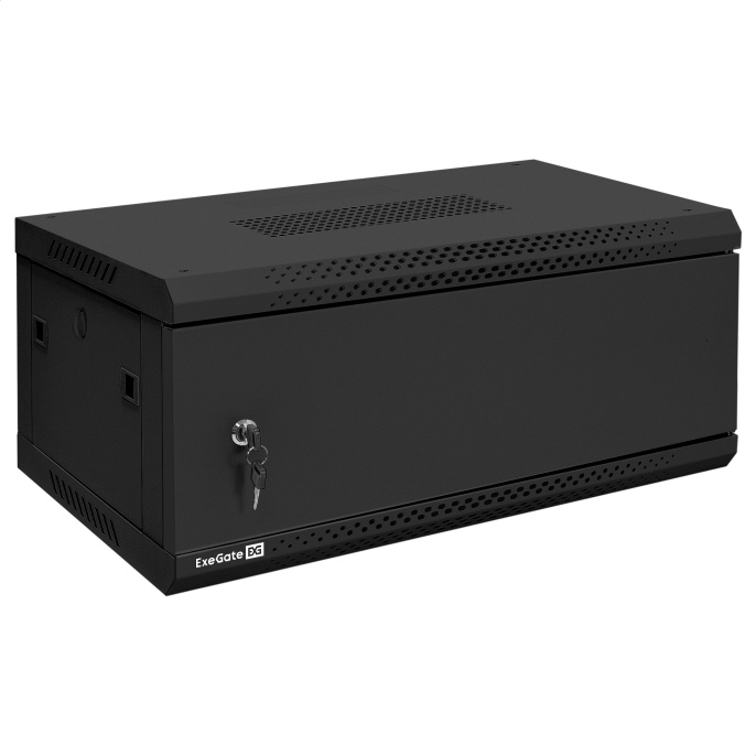 Шкаф телекоммуникационный 19" настенный 4U ExeGate EC-WM-4U.450.M.BLACK 19”, 4U, 600x450x280mm ШхГхВ , передняя дверь металл, съемные боковые панели, пыле- и влагозащита IP23, черный RAL 9004 EX300252RUS