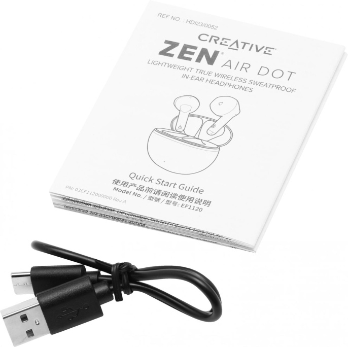 Наушники Creative ZEN Air Dot, Bluetooth, вкладыши, черный [51ef1120aa000]