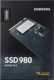 Накопитель SSD SAMSUNG 500Gb 980 M.2 2280, PCI-E Gen3 x4, NVMe, R/W 3100/2600MB/s, 300TBW MZ-V8V500BW