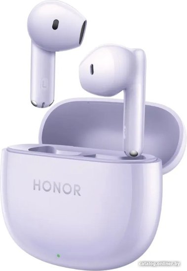 Наушники Honor Earbuds X6 Purple PET-T10 парное соединение, индикатор состояния, поиск наушников, прием/сброс вызова, управление воспроизведением, 20 - 20000 Гц, Bluetooth 5.3