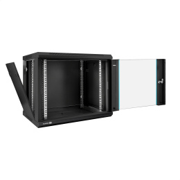 Шкаф телекоммуникационный 19" настенный 9U ExeGate EC-WM-9U.450.G.BLACK (19”, 9U, 600x450x500mm (ШхГхВ), передняя дверь закаленное стекло, съемные боковые панели, пыле- и влагозащита IP23, черный RAL 9004) EX298607RUS