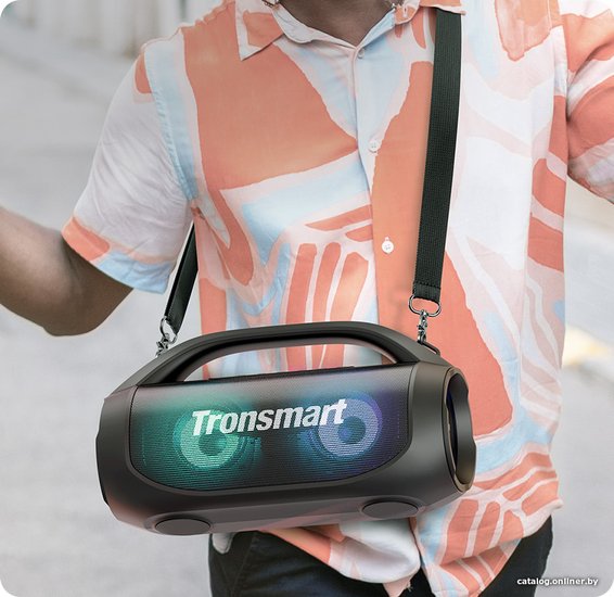 Портативная колонка Tronsmart Bang SE 40W стереозвук, IPX6, Bluetooth 5.3, ультрапортативная с ручкой и съемным ремешком, 3 режима освещения, 60 Гц – 20 кГц, 24 часа
