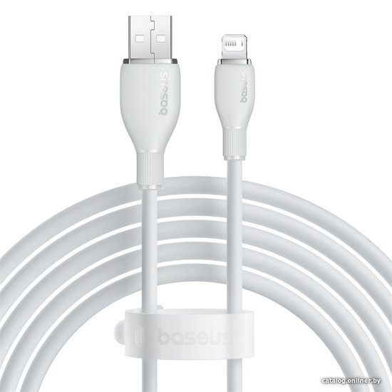 Кабель Baseus P10355700221-01 Pudding Series Fast Charging Cable USB to iP 2.4A 2m Stellar White (передача данных: 480 Мбит/с, поддержка быстрой зарядки)