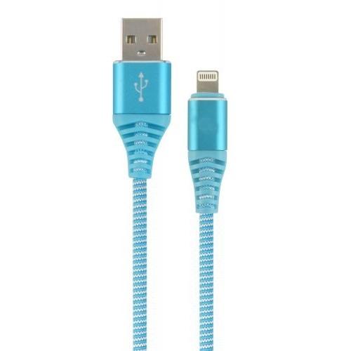 Filum Кабель USB 2.0, 1 м., синий, 2 А, разъемы: USB A male - Lightning male, пакет. [FL-CPro-U2-AM-LM-1M-BL1] 901873