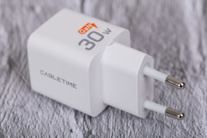 Сетевое зарядное устройство CABLETIME GA30W (CT-GAN30-PW) GaN PD3.0 30 Вт, белый