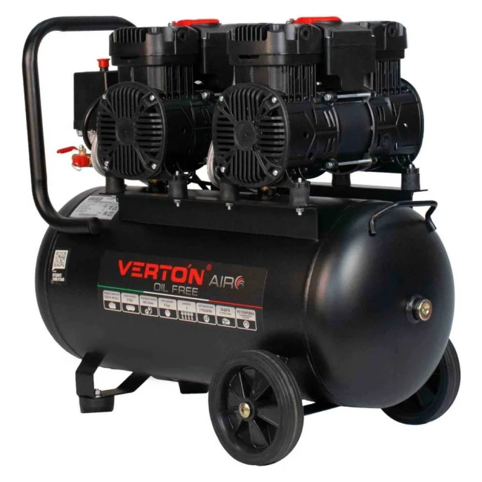 Компрессор VERTON air ac-50/480 230 В, 50 Гц, безмасляный, 480 л/м, 50 л, 8 б, 4 кВт, 2850 об/мин, рапид/быстросъем 01.14019.13925