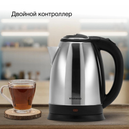 Чайник электрический Starwind SKS1050 1.8л. 1500Вт серебристый/черный корпус: металл/пластик