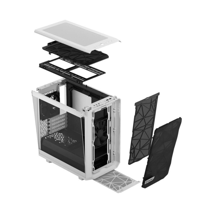 Корпус Case Fractal Design Meshify 2 Mini TG Clear Tint, Mini-Tower, 1x120mm + 1x140mm, 2xUSB-A 3.2 + 1xUSB 3.2 Type-C mATX, mITX, mDTX White FD-C-MES2M-02