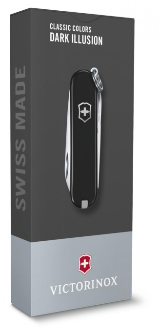 Складной нож Victorinox Classic SD Dark Illusion, функций: 7, 58мм, черный, коробка подарочная [0.6223.3g]