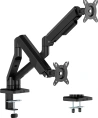 Кронштейн для монитора ErgoSmart Power Black DBL черный, 2 монитора, 17-32", 18кг 2x9кг , настольный, регулировка высоты/поворота, VESA75/100