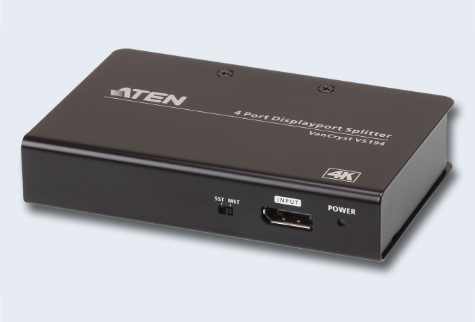 Разветвитель, электрон. ATEN VS192-AT-G, DisplayPort, 1 2 устройства, 15 метр., F, без шнуров, Б.П. 220 5.3V, до 4096x2160/3840x2160 60Hz; HDCP 1.3; ATEN/VANCRYST VS19