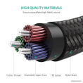 Кабель UGREEN AV112-10685 AUX 3.5mm M to AUX 3.5mm M , позолоченные коннекторы, Качество стереозвучания Hi-Fi, в нейлоновой оплётке, 1m, Blue