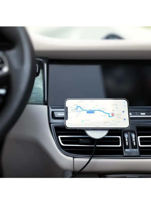 Беспроводное зарядное устройство для автомобиля Satechi Magnetic Wireless Car Charger. Цвет: серый космос. (ST-MCMWCM)
