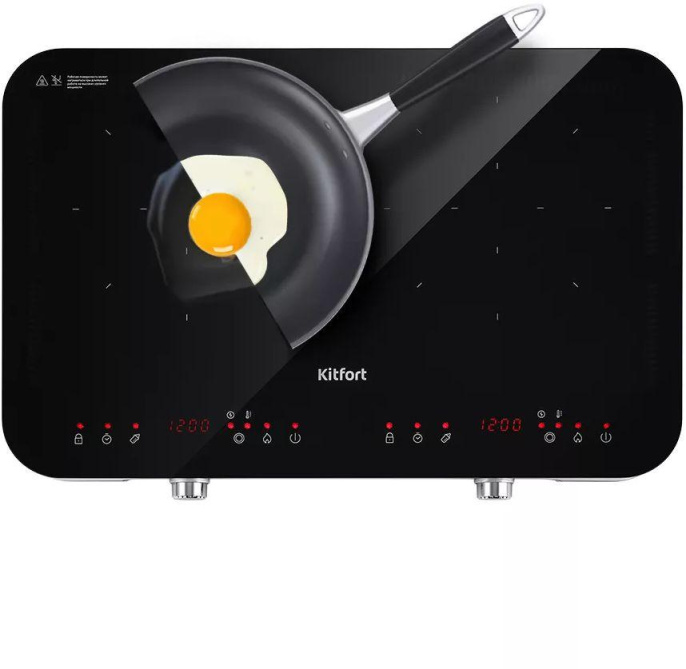 Плита Индукционная Kitfort КТ-149 черный/серебристый стеклокерамика настольная