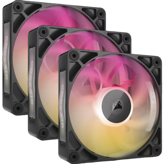 Кулер для корпуса Case Cooler Corsair iCUE LINK RX120 MAX RGB 120x120x30mm, 4-pin PWM, RGB, 71.3CFM, 29.5dBA, 2000RPM, Black, 3pcs CO-9051034-WW