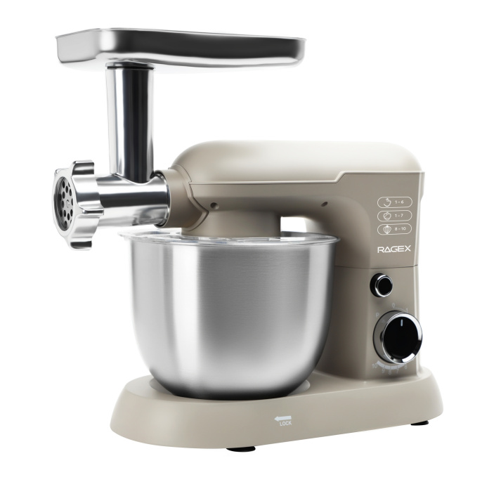 Кухонный комбайн RAGEX R106-110 11 в 1, 5.2 литра, 10 скоростей, 1500 Вт, бежевый