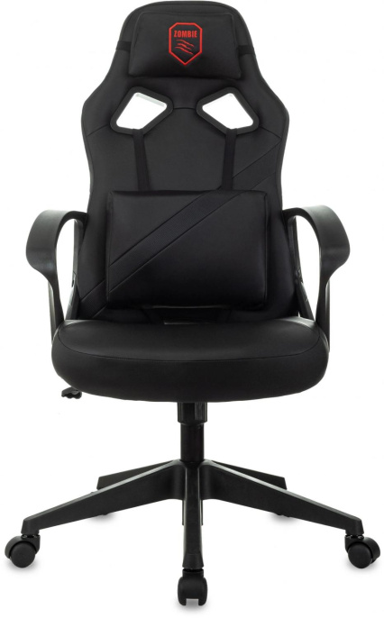 Кресло игровое Zombie 300 черный экокожа крестов. пластик пластик черный