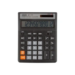 Настольный полноразмерный калькулятор Attache af-777, 12-разрядный, двойное питание, 200x155 мм, черный 1572675