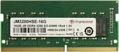 Память оперативная Transcend JM3200HSE-16G 16GB JM DDR4 3200 SO-DIMM 1Rx8 2Gx8 CL22 1.2V