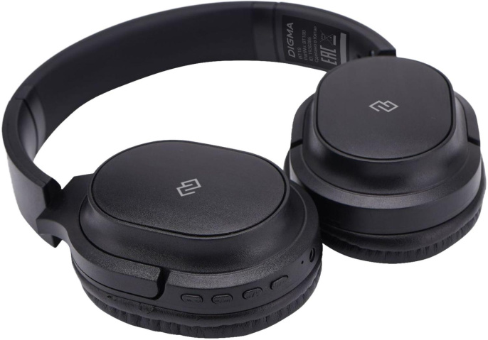 Наушники Digma BT-18, Bluetooth, накладные, черный [bt18b]
