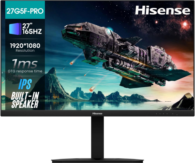 27" Монитор Hisense 27G5F-PRO,  1920x1080,  IPS,  165Гц,  2хHDMI,  1хDP,  черный