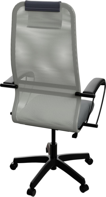 Кресло МЕТТА SU-B-8, сетка/ткань, до 120кг, топ-ган, фиксированные подлокотники,  светло-серый
