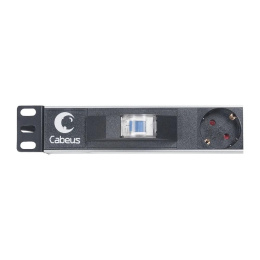 Cabeus PDU-6P-B-2EU Блок распределения питания для 19" шкафов, горизонтальный, 6 розеток, автомат защиты 16 A , шнур 2м, алюминиевый корпус, немецкий стандарт